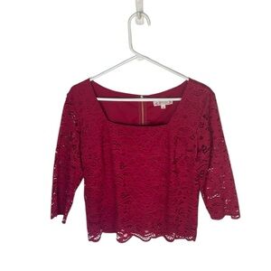 Nanette Lepore Women's NWT 3/4 Sleeve Square Neck Zip Up Lace Tunic Large